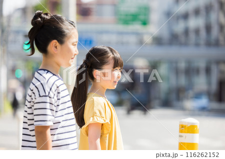 信号待ちをする子供たち 116262152