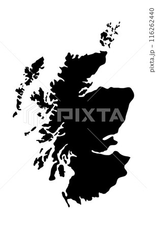 Black Silhouette of a Scotland Country land Map 116262440