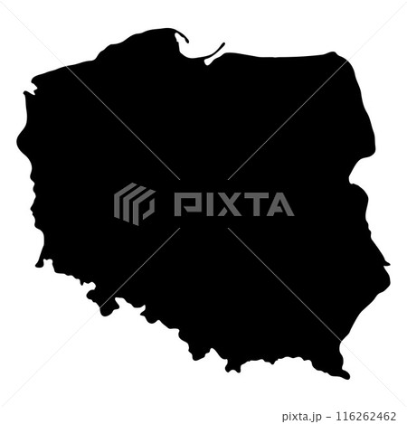 Black Silhouette of a Poland Country land Map Black Silhouette of a Poland Country land Map 116262462