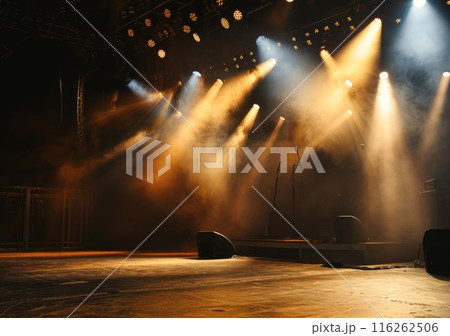 Free stage with lights, Free scene with multi colored lighting equipment. Free stage with lights, Free scene with multi colored lighting equipment. 116262506