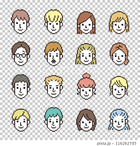 男女のベクターアイコンセット　若者　ドット絵 116262785