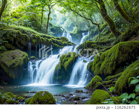 waterfall in forest 116262875