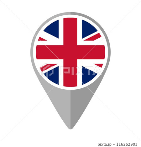 United Kingdom Flag on Location Pin United Kingdom Flag on Location Pin 116262903