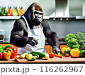 キッチンで料理するゴリラ 116262967