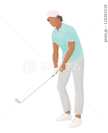 golf player African American female character with club 116263216