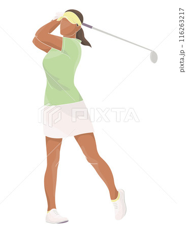 golf player African American female character with club 116263217