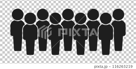 Icon/pictogram of nine people standing - Simple image material of a group of nine or a group of multiple people Icon/pictogram of nine people standing - Simple image material of a group of nine or a group of multiple people 116263219