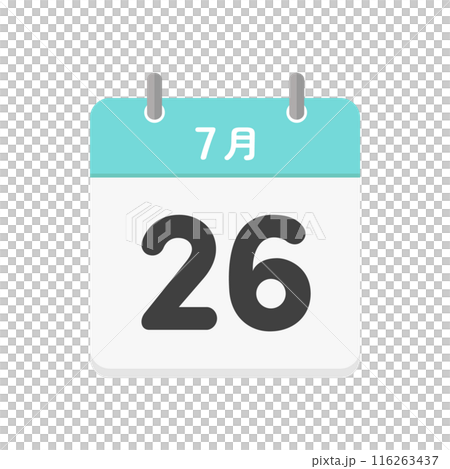 July 26th daily calendar icon - Illustration material of a Japanese calendar with the date 7/26 July 26th daily calendar icon - Illustration material of a Japanese calendar with the date 7/26 116263437