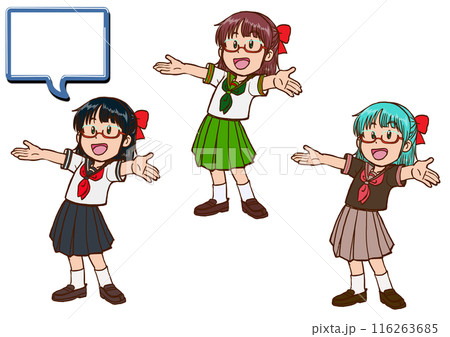 笑顔で両手を広げるセーラー服少女3 笑顔で両手を広げるセーラー服少女3 116263685