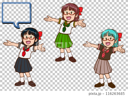 Sailor suit girl with open arms and a smile 3 116263685