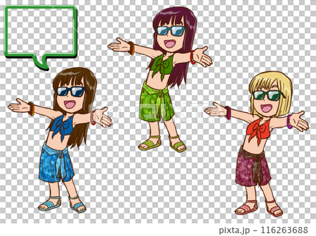 穿著沙灘巾、微笑、張開雙臂的女人 1 116263688