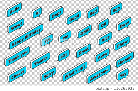 Isometric illustration: reaction speech bubble blue 116263935