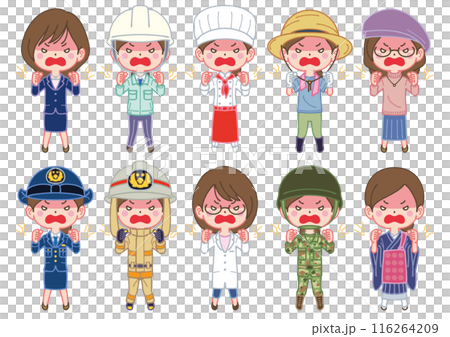 怒りのポーズ、表情・働く人・女性 116264209