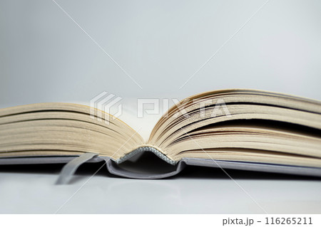 open book close up with bookmark. High quality photo 116265211