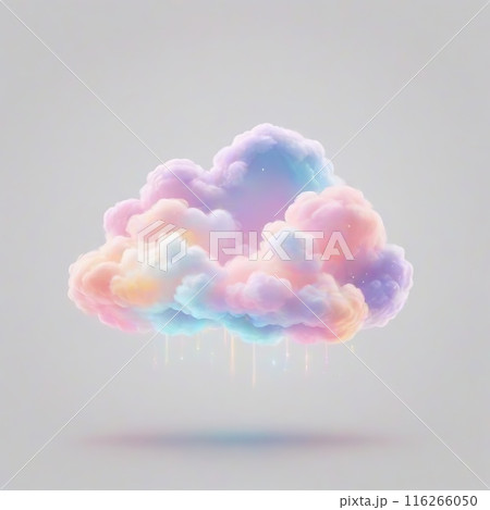 Colorful cloud with rain on white background. のイラスト素材 [116266050] - PIXTA