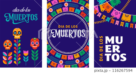 Day of the Dead, Dia de los Muertos, Mexican holiday. Vector poster, banner and card in modern 116267594