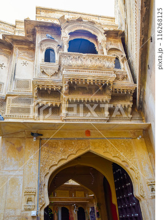 Views of gates at Jaisalmer Fort, Arabic designs in desert yellow tones Views of gates at Jaisalmer Fort, Arabic designs in desert yellow tones 116268125