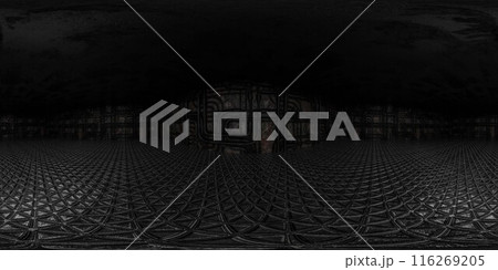 Dark 360 panorama of a geometric, industrial environment vr environment map 116269205