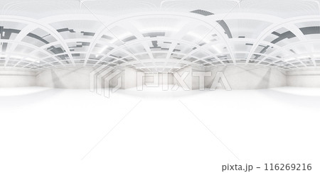 360 degree panorama of a white room with geometric ceiling vr environment map 116269216