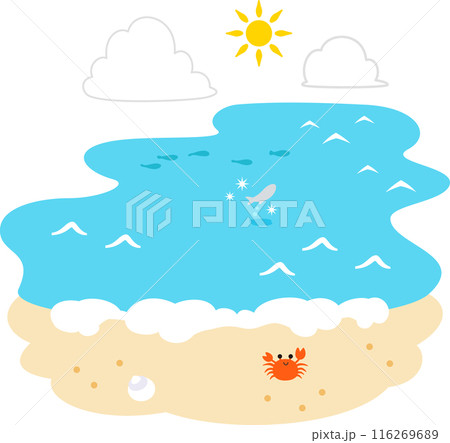 砂浜から沖を臨む風景 砂浜から沖を臨む風景 116269689