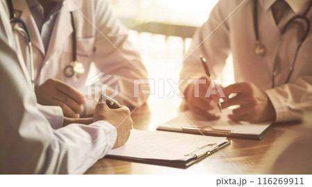 医師と患者間の医療相談、問診のイメージ。 116269911