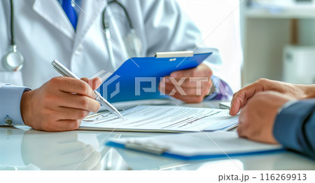 医師と患者間の医療相談、問診のイメージ。 116269913
