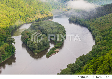 View of Yin Yang Island in the Dniester Canyon 116269932