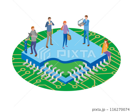 半導体と電子機器を使う人々 116270074