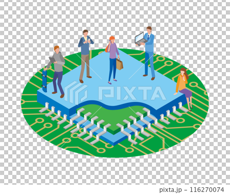 半導体と電子機器を使う人々 116270074