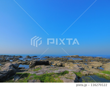 南房総伊戸海岸の海と青い空 116270122