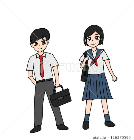 通学する男子高校生と女子高生 116270590