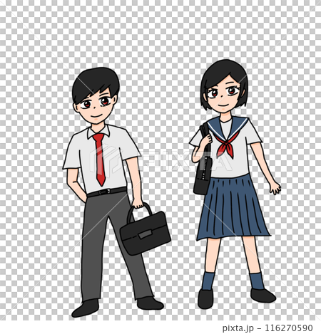 通学する男子高校生と女子高生 116270590