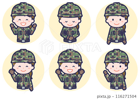 女性自衛隊員のポーズセット_02 116271504