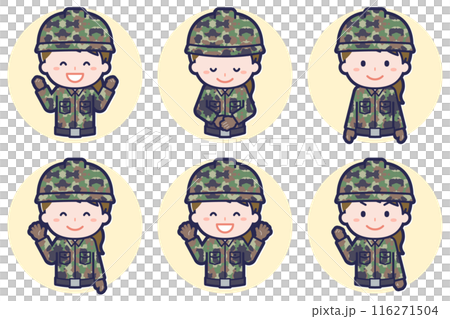 女性自衛隊員のポーズセット_02 116271504