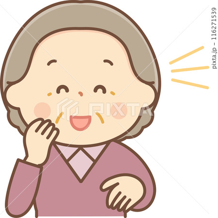 笑顔で話しかけるシニア女性 笑顔で話しかけるシニア女性 116271539