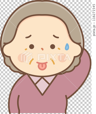 一位伸出舌頭大笑的老婦人 116271545