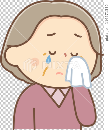 老婦人用手帕擦眼淚 老婦人用手帕擦眼淚 116271550