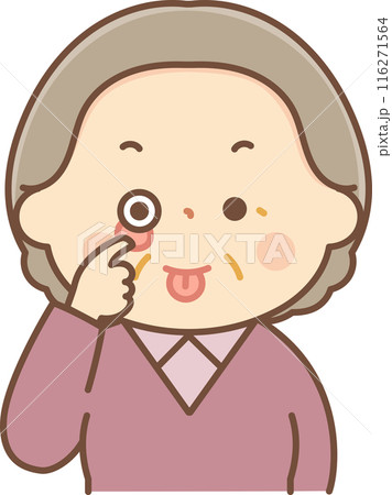 あっかんべーをするシニア女性 あっかんべーをするシニア女性 116271564