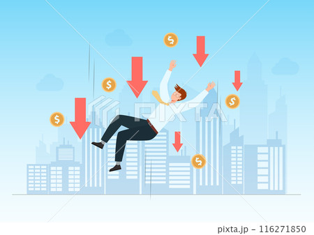 Economic crisis, Recession affect, Inflation. GDP growth decline or sluggish, Economy down, Bankruptcy, Businessman finance and money recession. 116271850