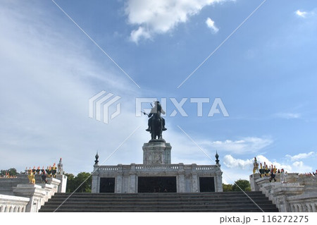 monument of king Naresuan the great Thai hero who restoring independence from Burma in Ayutthaya Thailand monument of king Naresuan the great Thai hero who restoring independence from Burma in Ayutthaya Thailand 116272275