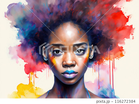 女性　顔　アート　イラスト 116272384