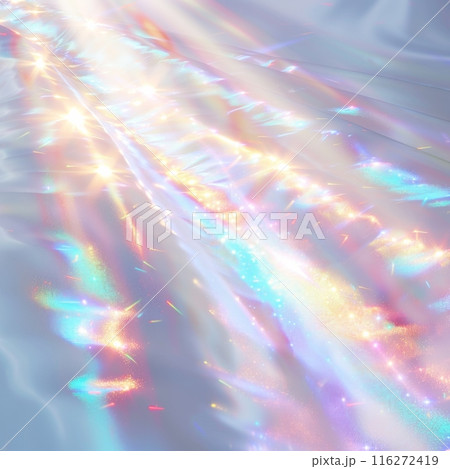 虹色に輝く光と白い背景 116272419
