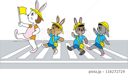 横断歩道を渡る子供たち 116272729