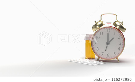 The pill pack and clock for medical or health concept 3d rendering. 116272980