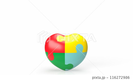 The puzzle heart multicolour  for empathy and teamwork 3d rendering. 116272986