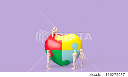 The puzzle heart multicolour  for empathy and teamwork 3d rendering. 116272987