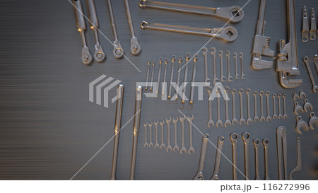 The garage tool on steel table for workshop or fix content 3d rendering. 116272996