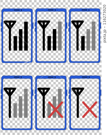 A set of antennas displayed inside a smartphone (blue) (screen transparent) A set of antennas displayed inside a smartphone (blue) (screen transparent) 116273020