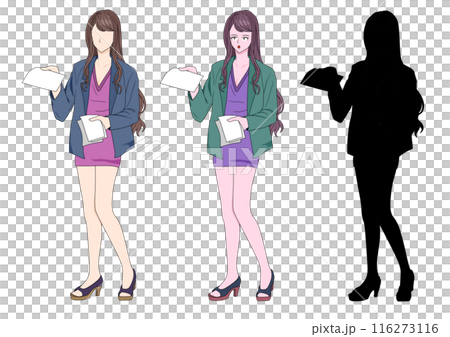 People: Woman handing out paper 116273116