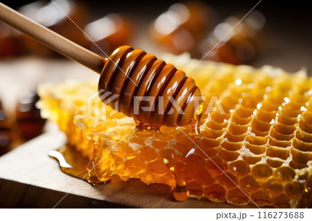 Honey, Close up product of honey and bee 116273688